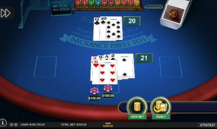 Giao diện chơi Blackjack tại V9Bet