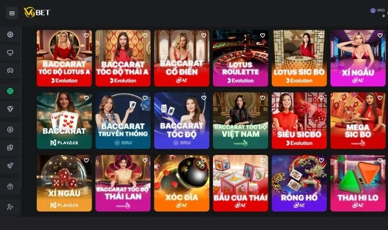 Đa dạng các thể loại game bài tại sảnh Casino Online V9BET