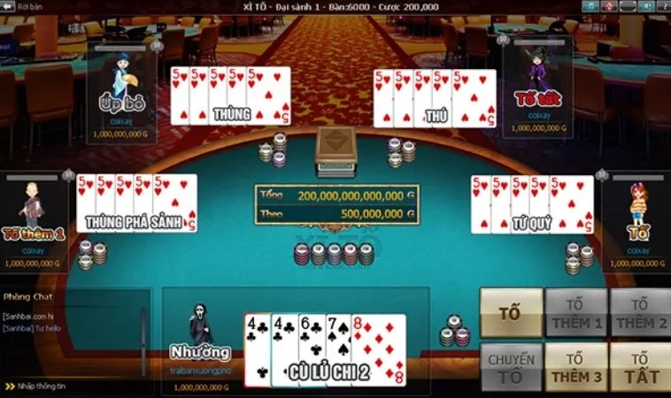 Bàn chơi Xì Tố tại V9Bet